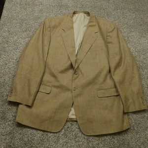 ZINO blazer Mens 50L Beige‎ Brown Silk Wool Plaid Suit Jacket